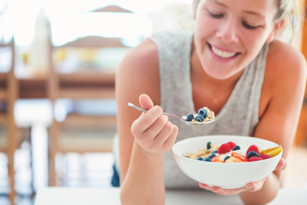 lady eating healthy meal