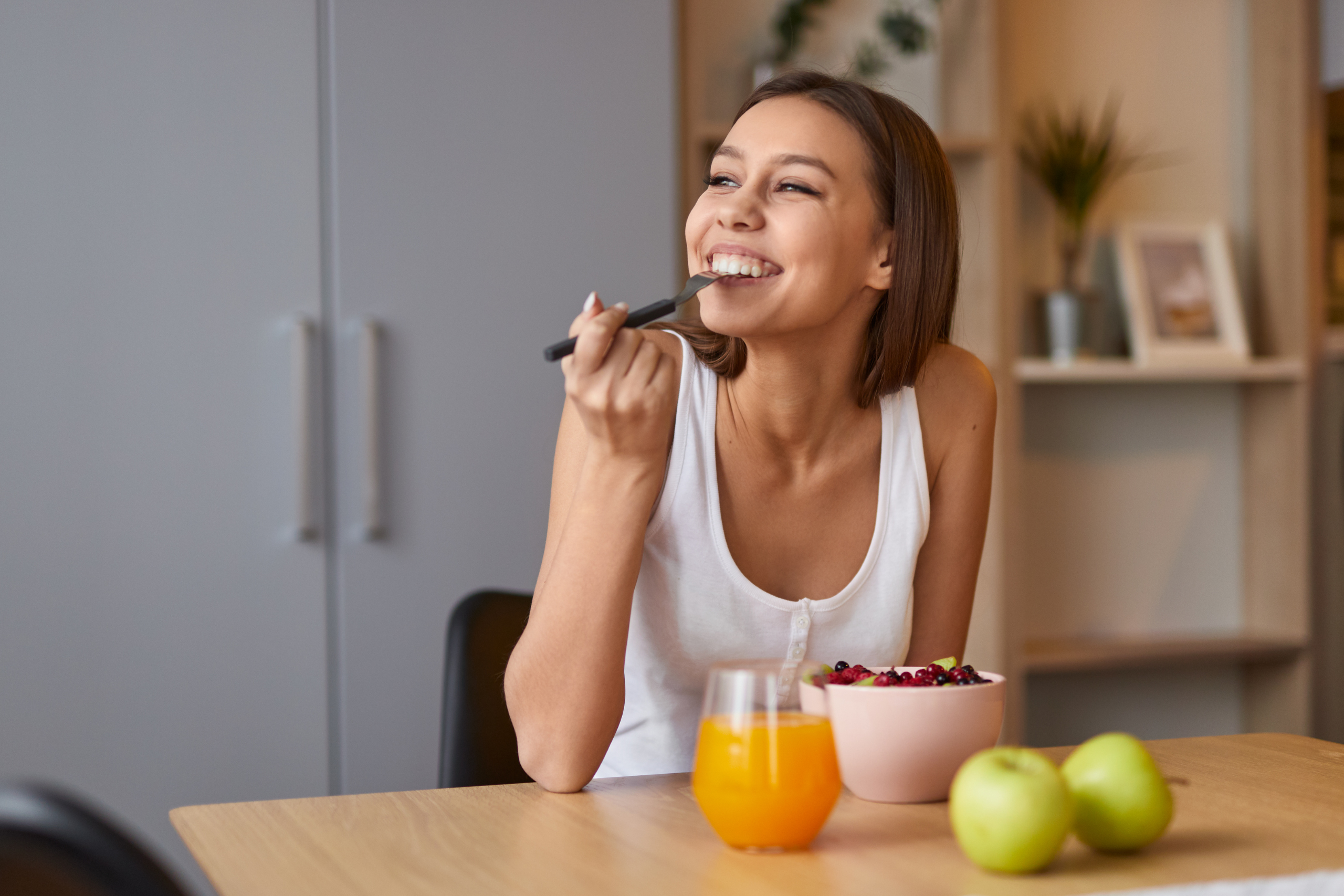 Woman eating food