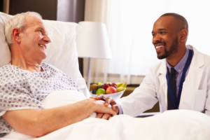 Doctor speaking with flu patient